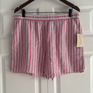 NWT Universal Thread Linen Blend Pink/Ivory Striped Shorts - Size Large